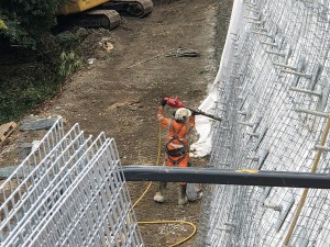 Work on retaining wall underway